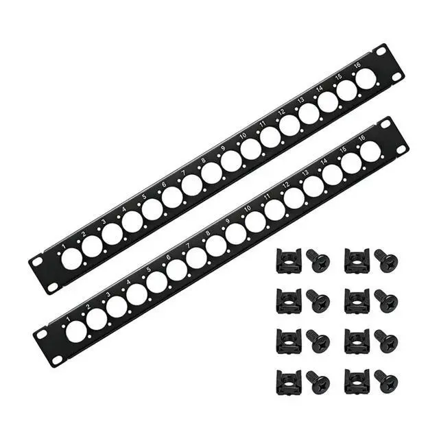 Alt view image 3 of 3 - 2 Packs 1U Rack XLR Patch Panel , Punched Metal Rack Mount Audio Rack Mount Panel 1U16