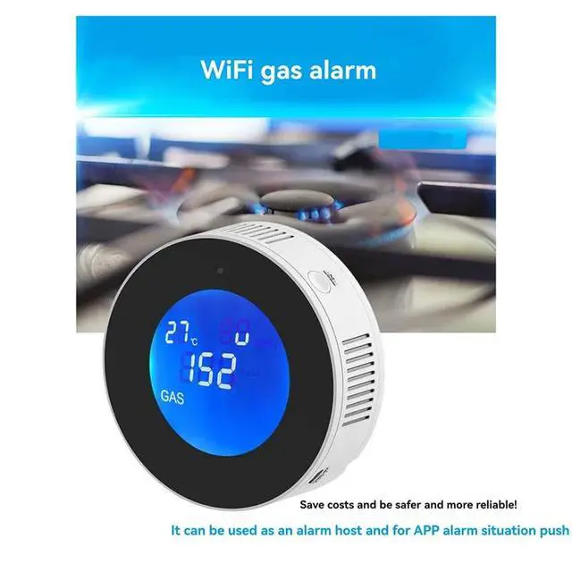 Alt view image 3 of 3 - Tuya Smart Natural Gas Alarm Sensor Combustible Gas Alarm With Temperature Function With LCD Display With Tuya App EU Plug-