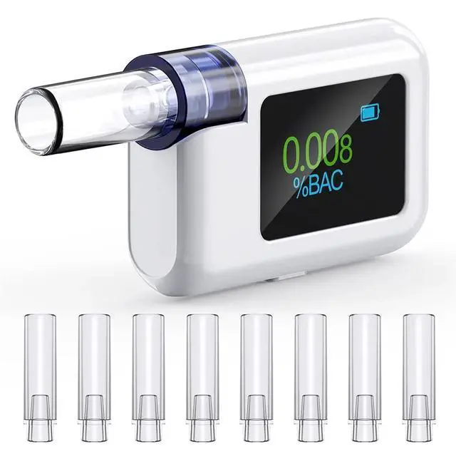 Alt view image 2 of 3 - Digital Breathalyzer High Accuracy Alcohol Tester Breath Alcohol Detector with LCD Screen 8 Mouthpieces