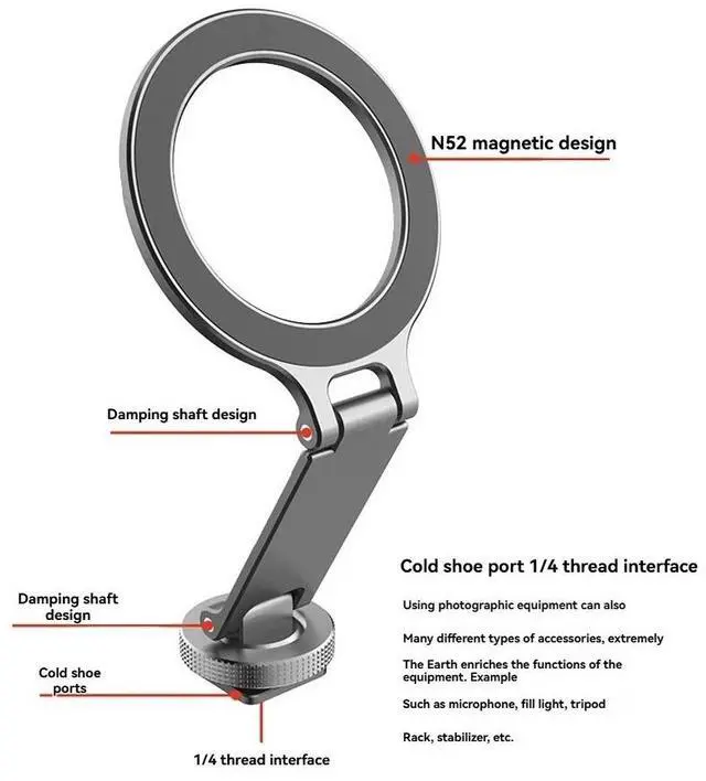 Alt view image 3 of 6 - Magnetic Phone Mount for Folding Cold Shoe Phone Holder Horizontal Vertical for Phone Camera Tripod