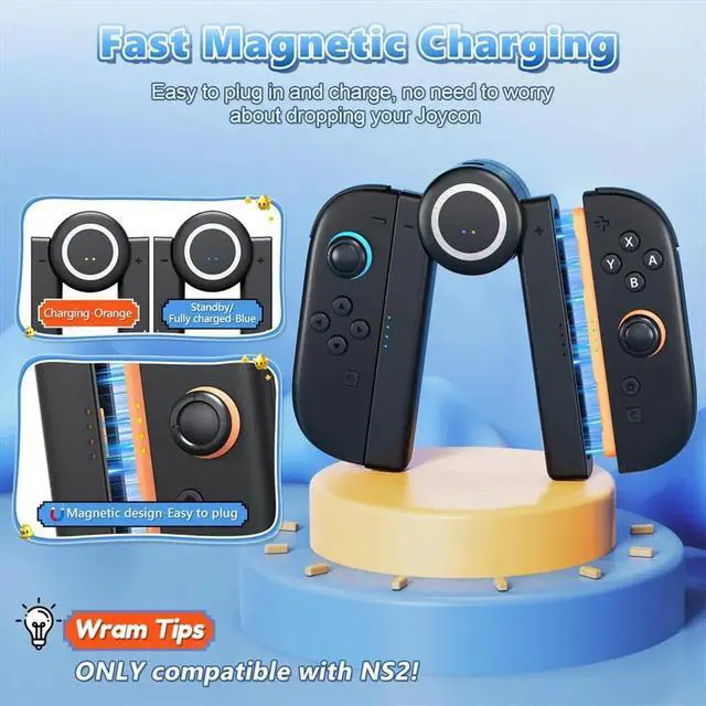 Alt view image 2 of 3 - Charging Grip for 2, Magnetic Handle Grip Controller with 5 Adjustable Rotation Positions for 2