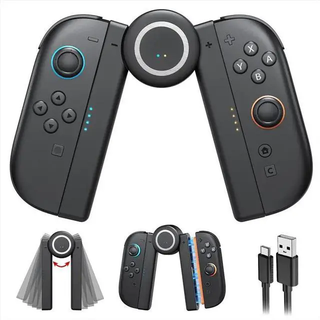 Alt view image 3 of 3 - Charging Grip for 2, Magnetic Handle Grip Controller with 5 Adjustable Rotation Positions for 2