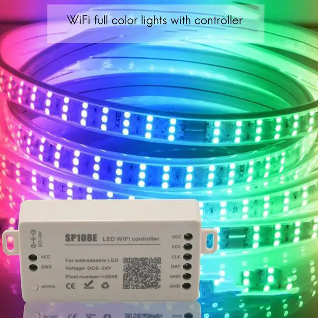 Alt view image 3 of 3 - SP108E Addressable LED Controller for WS2812B/WS2813 RGB Strip Smart APP Control DC5-24V
