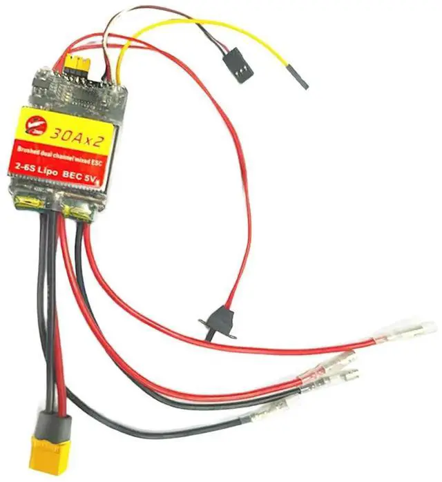 Alt view image 2 of 6 - 30A Dual-Channel Brushed Motor ESC for RC Cars Boats Tracked Vehicles PWM Signal Input Electronic Speed Controller