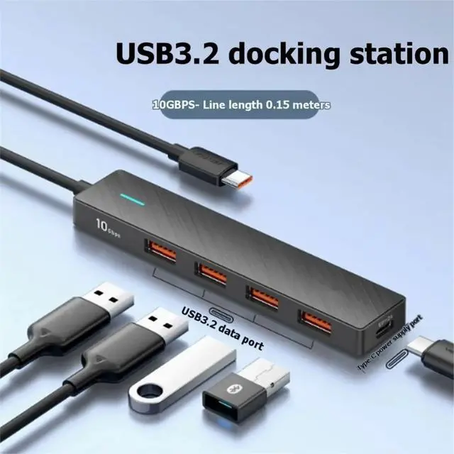 Alt view image 2 of 3 - USB 3.2 Gen2 Hub 4 Port 10gbps Typec Power Port Multi Interface Expander for Laptop Desktop Accessories