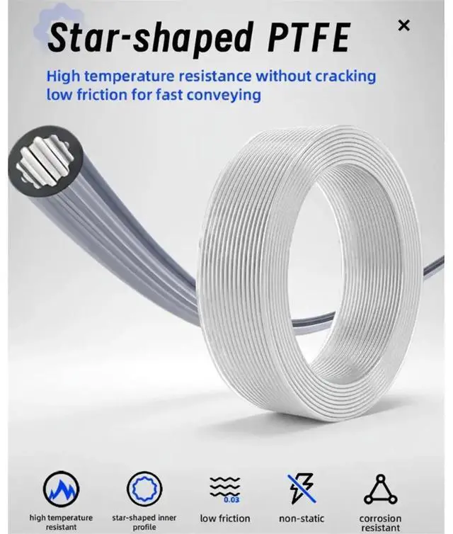 Alt view image 3 of 3 - Star Shaped Materials PTFE Tube 4mm OD Ultra-Smooth DIY 3D Printer for -10m