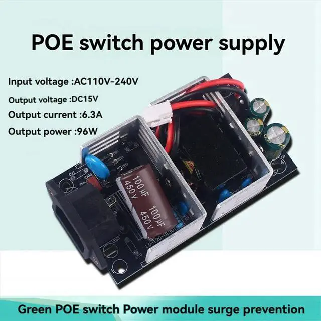Alt view image 3 of 3 - POE Switch Power Module Monitoring Switch Power Board Base Plate Bare Board AC220V to DC15V 6.3A 96W