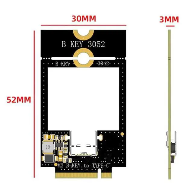 Alt view image 2 of 3 - 2PCS M2 B KEY to TYPE-C Adapter Board M.2 B-Key WWAN 4G Network Card to TYPE-C Interface Adapter Board for 3042 3052