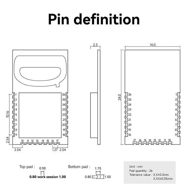 Alt view image 3 of 3 - EWM550-7G9T10SP MK8000 UWB Module Ultra-Wideband Ranging Positioning CH5/CH9 UART SMD AT