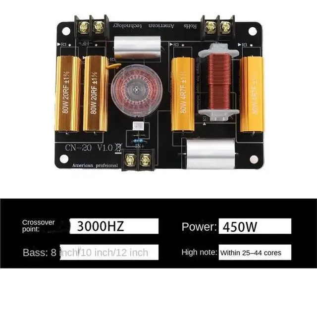 Alt view image 3 of 6 - IDUD CN-20 2-Way Speaker Crossover For 8-12Inch Speakers 25-44Mm Tweeter