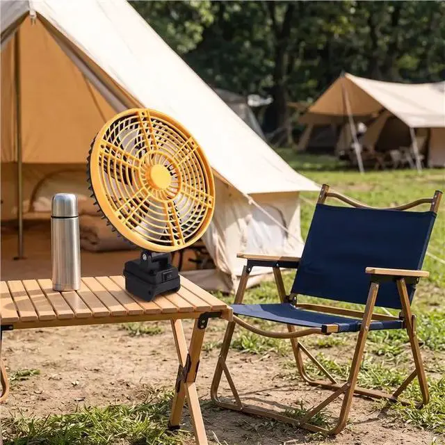 Alt view image 3 of 6 - Camping Fan Outdoor Fishing Desktop Fan Strong Wind Fan For 18V Batterypin