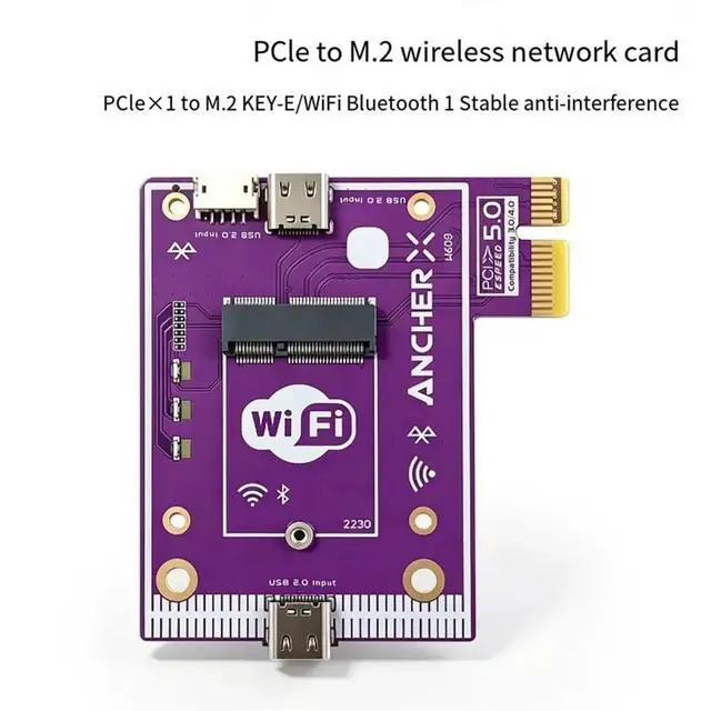 Alt view image 2 of 3 - PCIe X1 to M.2 Network Card Adapter for Desktop 6 / 6E/7 Bluetooth Expansion Board