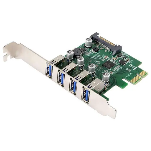Alt view image 3 of 3 - Low Profile 4 Ports PCI-E to USB 3.0 HUB PCI Express Expansion Card Adapter 5Gbps USB1.1/2.0/3.0 Operating Systems