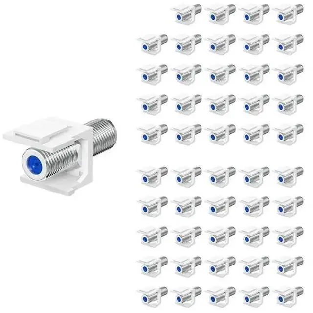 Main image of 50PCS Coax Keystone Jack Insert Coaxial Cable Connector, F-Type RG6 Cable Extender Female To Female For Wall Plate