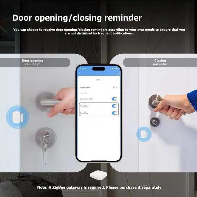 Alt view image 2 of 3 - Tuya ZigBee Smart Window Door Gate Sensor Detector Home Security Alart System Anti-Theft Entry Monitor