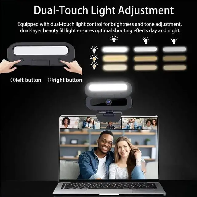 Main image of 4K 60FPS Live Webcam USB Autofocus Camera PC Rotatable Microphone Fill Light Streaming Camera for PC Laptop