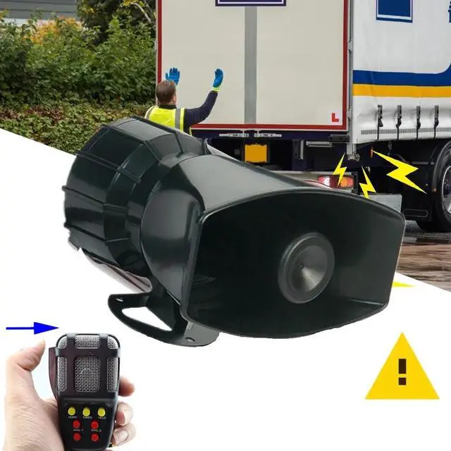 Alt view image 2 of 3 - Car Warning Alarm Truck 7-Sound Loud Alarm Loudspeaker 12V Siren Air Horn Megaphone Police Firemen Car Horn 110DB-AAAE