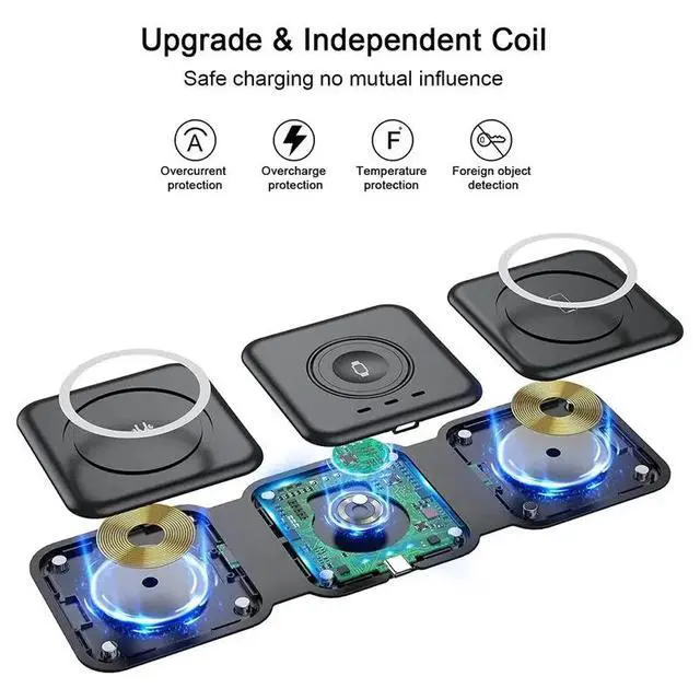 Alt view image 3 of 6 - 3 In 1 Foldable Magnetic Fast For Travel, -US Plug