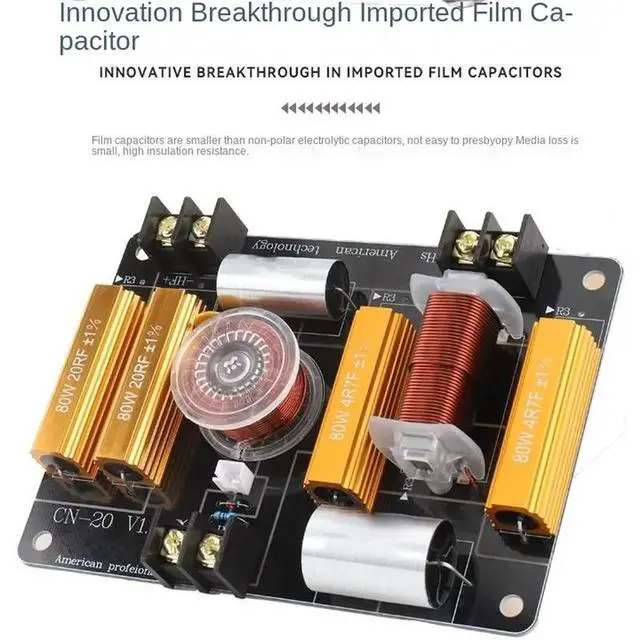 Alt view image 3 of 6 - CN-20 2 Way Speaker Crossover 450W 3000Hz Treble Low Audio Crossover For 8-12 Inch Speakers 25-44Mm Tweeter