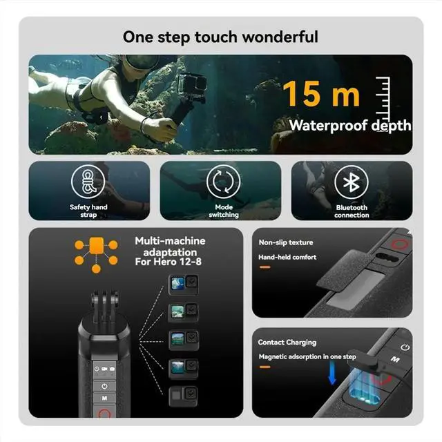 Alt view image 2 of 6 - Selfie Stick Buoyancy Bar Selfie Stick with Hand Strap Remote Control for 8 9 10 11 12 13