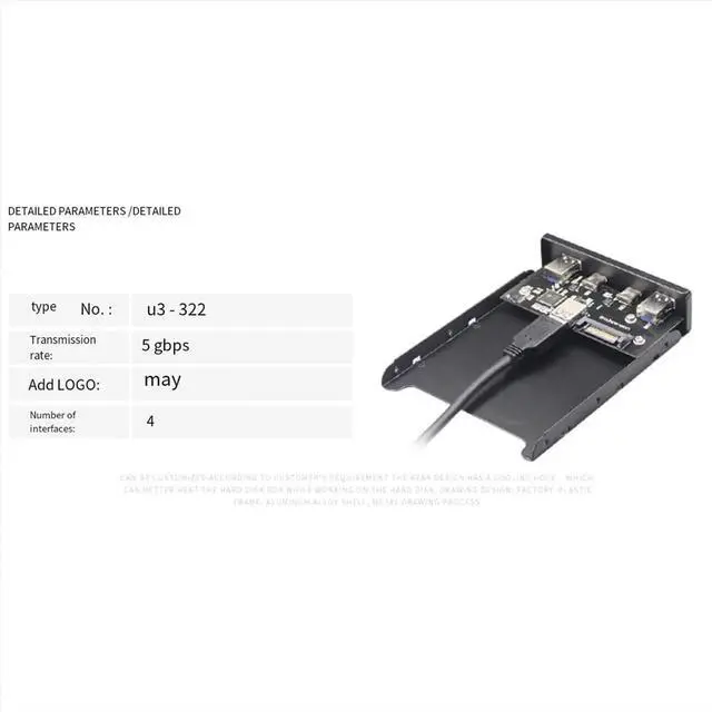 Main image of USB Hub USB C Hub 3.5 Inch Floppy Drive Front Panel 2 Port USB 3.0 + 2 Port USB 3.1 Type C 20 Pin Connector