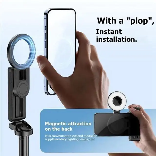 Alt view image 3 of 6 - JJ03S Magnetic Phone Tripod Phone Grip Selfie Stick Desktop Tripod With Remote Control For Livestreaming White