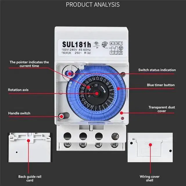 Alt view image 2 of 3 - GEYA Sul181h 24 Hour Programmable Mechanical Timer Switch Din Rail Time Switch 110V-240V With Battery-AAAE