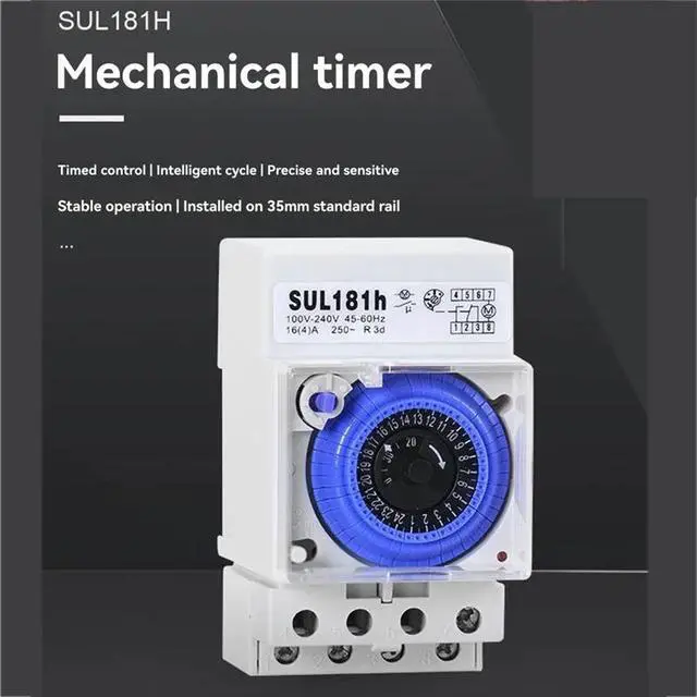 Alt view image 3 of 3 - GEYA Sul181h 24 Hour Programmable Mechanical Timer Switch Din Rail Time Switch 110V-240V With Battery-AAAE