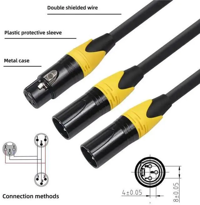 Alt view image 2 of 3 - 3X XLR Splitter Cable,3 Pin XLR Female To Dual XLR Male Audio Cable Y Cable Balanced Microphone Splitter Cord