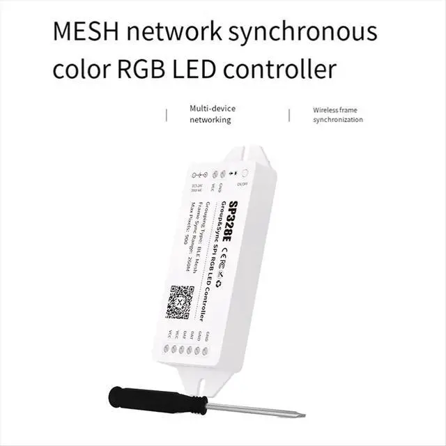 Alt view image 2 of 3 - SP328E SPI LED Controller with Mesh Bluetooth APP Signal Amplifier Sync Control for Addressable RGB Dimmer