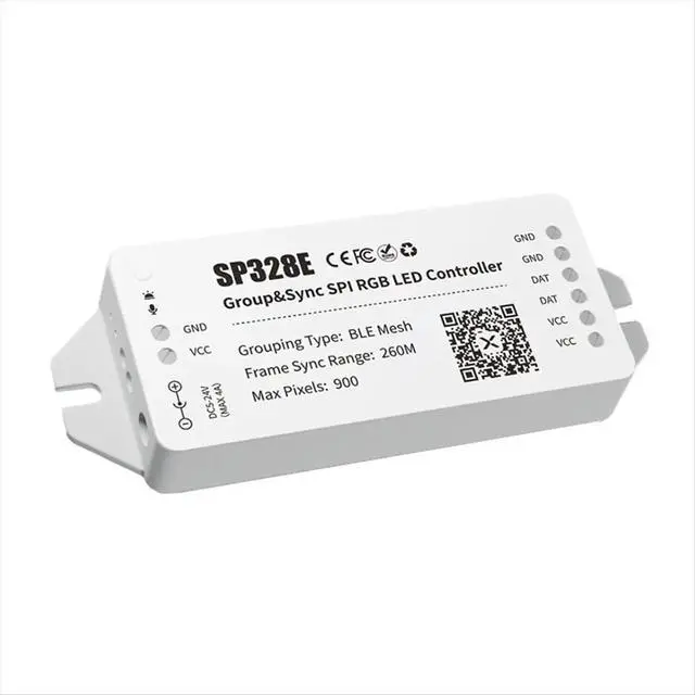 Alt view image 3 of 3 - SP328E SPI LED Controller with Mesh Bluetooth APP Signal Amplifier Sync Control for Addressable RGB Dimmer