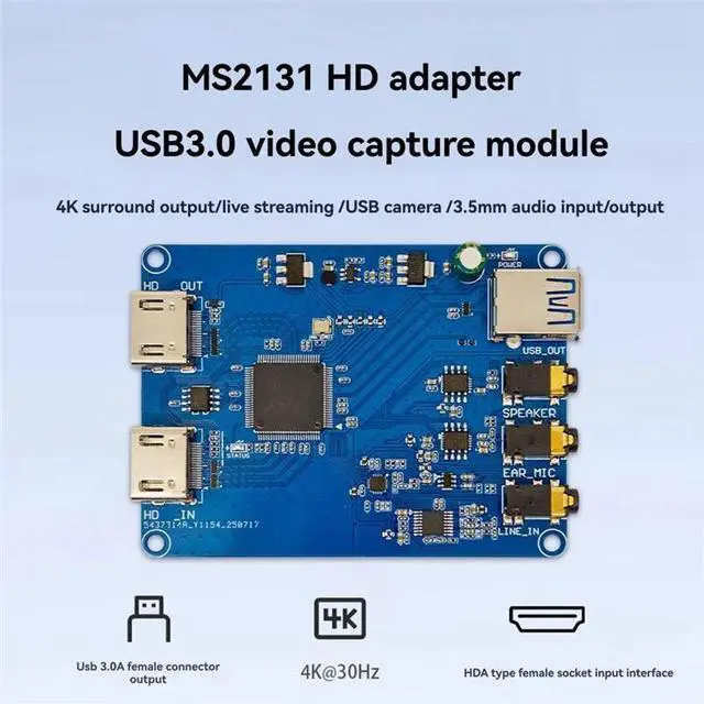 Alt view image 2 of 6 - MS2131 4K Loopout 3.5Mm Audio HD Video Capture Module -Compatible To USB 3.0 Capture Card For Live Streaming