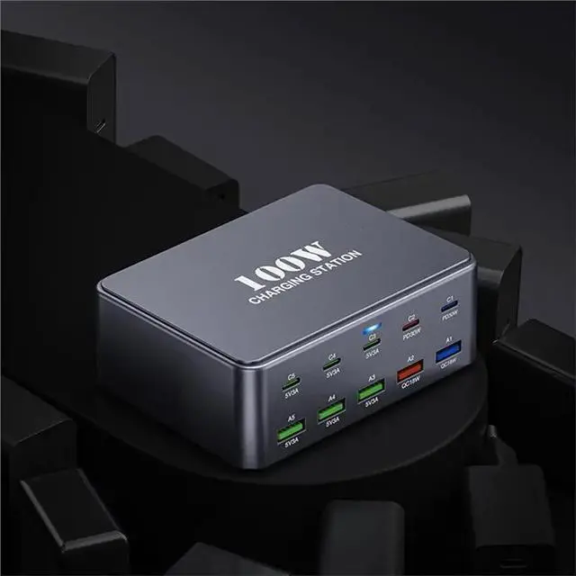Alt view image 3 of 6 - EU Plug 100W USB Type-C Desktop Phone PD Fast Power Adapter For Tablet Laptop Travel For