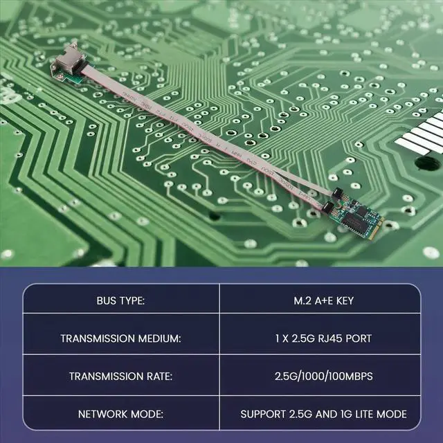 Alt view image 3 of 3 - M.2 A+E KEY 2.5G Ethernet LAN Card RTL8125B Industrial Control Network Card PCI Express Network Adapter
