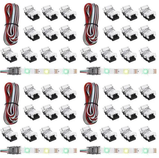 Main image of 44 Pieces Tunable 3 Pin LED Strip Connectors 10Mm LED Strip Light Connectors LED Strip Connector Terminal For WS2811