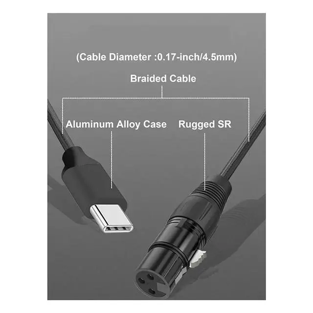 Alt view image 3 of 3 - 3X XLR To USB C USB C To XLR For Phone To Microphone XLR To USB Cable For Tablet, Laptop And Other Type C Device(6FT)-AAAE