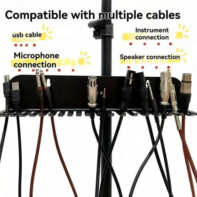 Main image of 20-Slot Wall Mount Audio Cable Organizer Sturdy Matel Cable Rack Holder for Workshop Offices Garage Cord Management