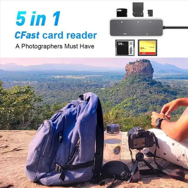 Main image of 5-In-1 All-In-1 Card Reader /SD/XD/CFAST/TF Card Multi-Function USB-A USB-C Card Reader Docking Station