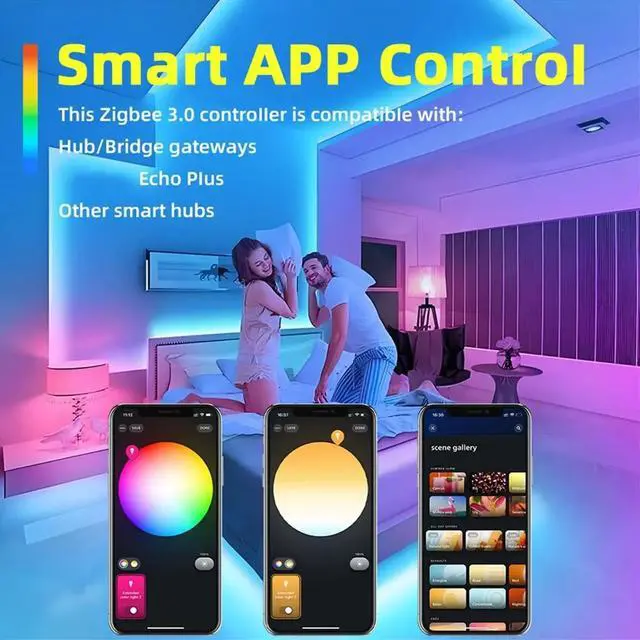 Main image of Zigbee3.0 RGBCCT RGB RGBW LED Strip Controller 12V-24V 20A Smart Dimmer Works for Home