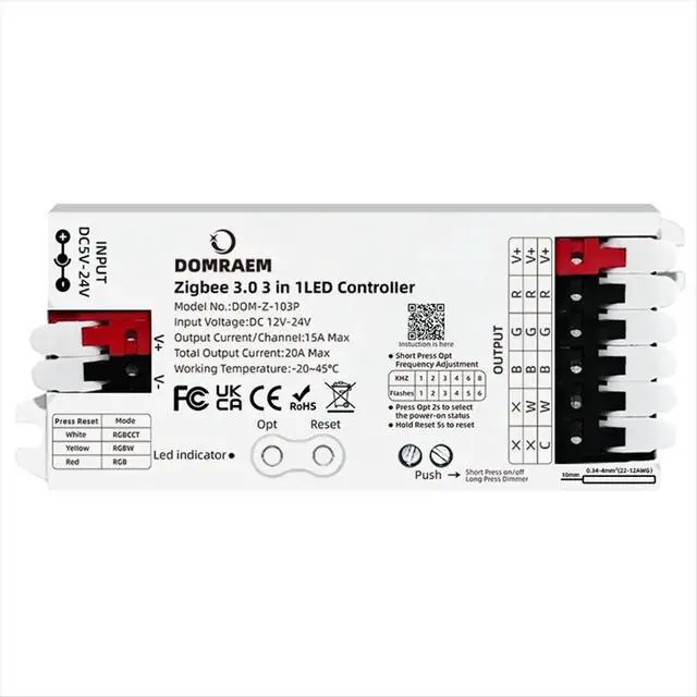 Alt view image 3 of 3 - Zigbee3.0 RGBCCT RGB RGBW LED Strip Controller 12V-24V 20A Smart Dimmer Works for Home