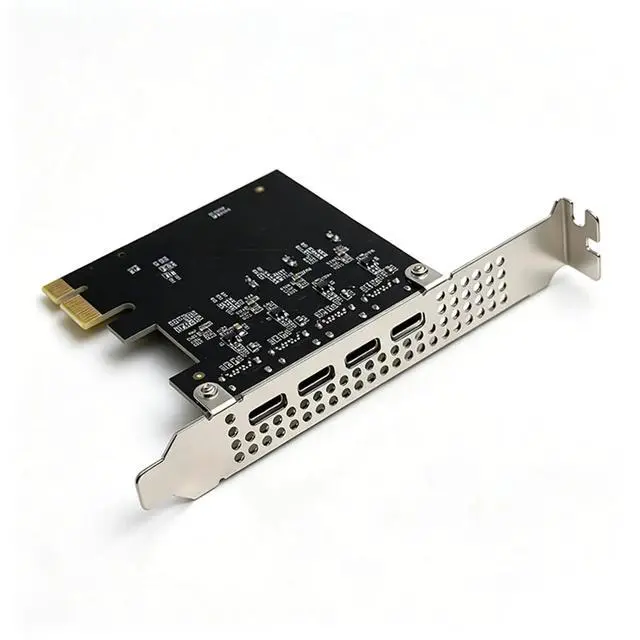 Alt view image 2 of 3 - PCIE USB Type C Expansion Card Adapter HUB 4Port USB-C USB3.2 GEN1 5Gbps Riser Card with Low Profile Bracket for Desktop