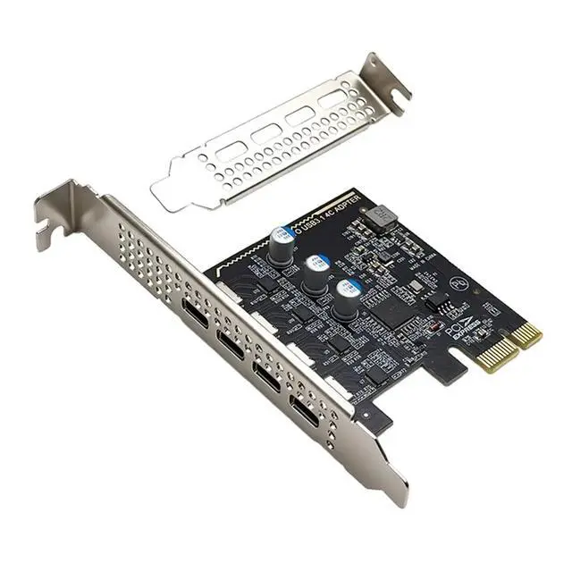 Alt view image 3 of 3 - PCIE USB Type C Expansion Card Adapter HUB 4Port USB-C USB3.2 GEN1 5Gbps Riser Card with Low Profile Bracket for Desktop