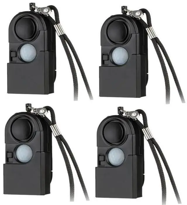 Main image of 4Pcs Mini Motion Detector Alarm 120DB Siren SOS LED Light Security For Travel Home Kids Safe Personal Alarm