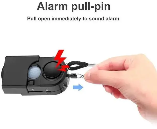 Alt view image 3 of 3 - 4Pcs Mini Motion Detector Alarm 120DB Siren SOS LED Light Security For Travel Home Kids Safe Personal Alarm