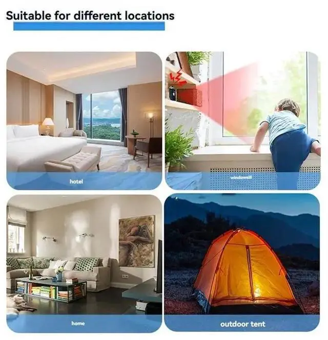 Alt view image 2 of 3 - 4Pcs Mini Motion Detector Alarm 120DB Siren SOS LED Light Security For Travel Home Kids Safe Personal Alarm