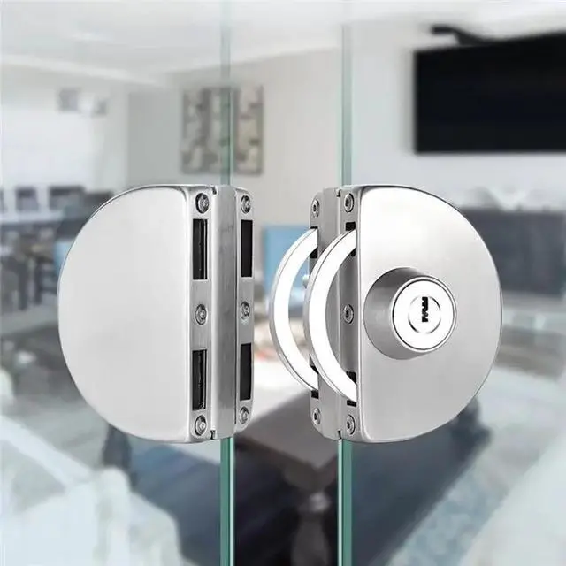 Alt view image 3 of 3 - For 1/2 Inch Glass, 10Mm To 12Mm, Stainless Steel Double Bolt Rotary Sliding Access Control Office Glass Door Lock
