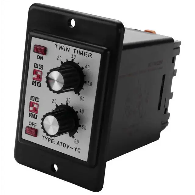 Alt view image 2 of 3 - On Off Twin Timer Relay Knob Control Time Switch ATDV- 6S-60M Relay Board AC 110/220V Electrical Access(AC110/220V)