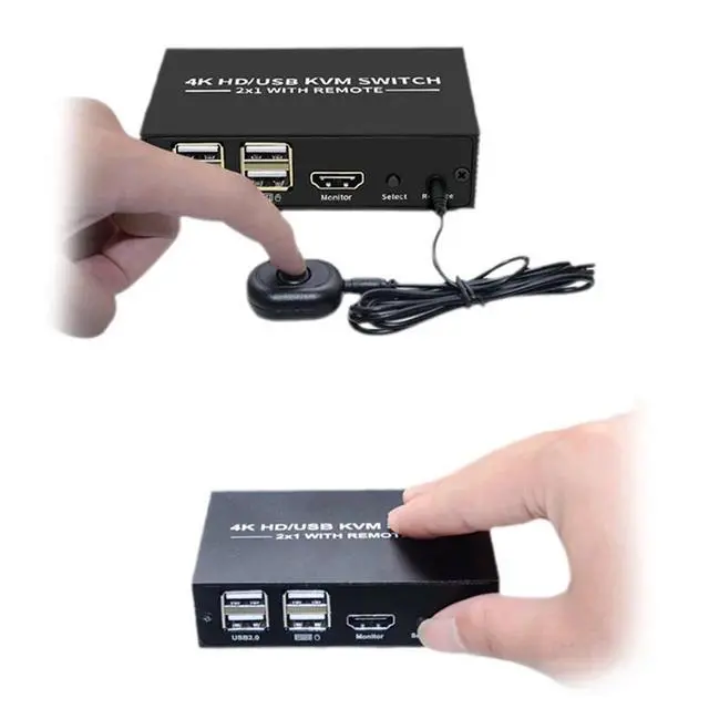 Alt view image 2 of 3 - -Compatible KVM Switch 2X1 4K -Compatible USB Switch 2 in 1 Out with 4 Port USB Hub