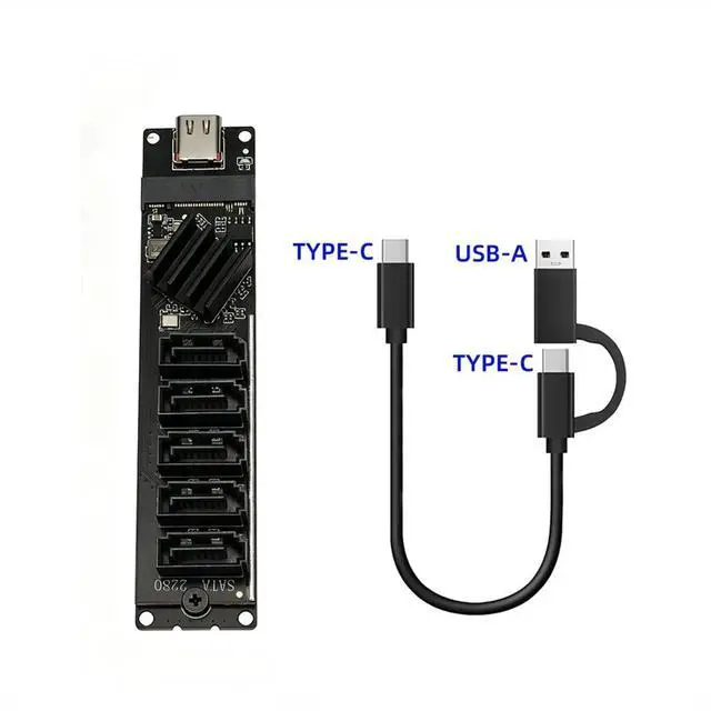 Alt view image 2 of 3 - TypeC USB 3.0 to 5-Port SATA 3.0 Expansion Card USB3.2 Gen1 5Gbps JM575+JMS580 for 2.5-Inch 3.5-Inch SATA SSD HDD