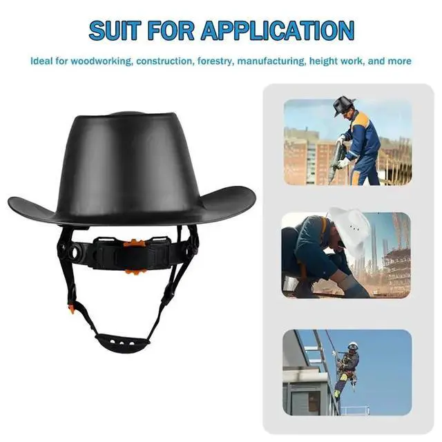 Alt view image 2 of 3 - HDPE Full Brim Hard Hat With Vent Hole Cowboy Safety Helmet For Outdoor Construction Railway Rescue Work Cap A